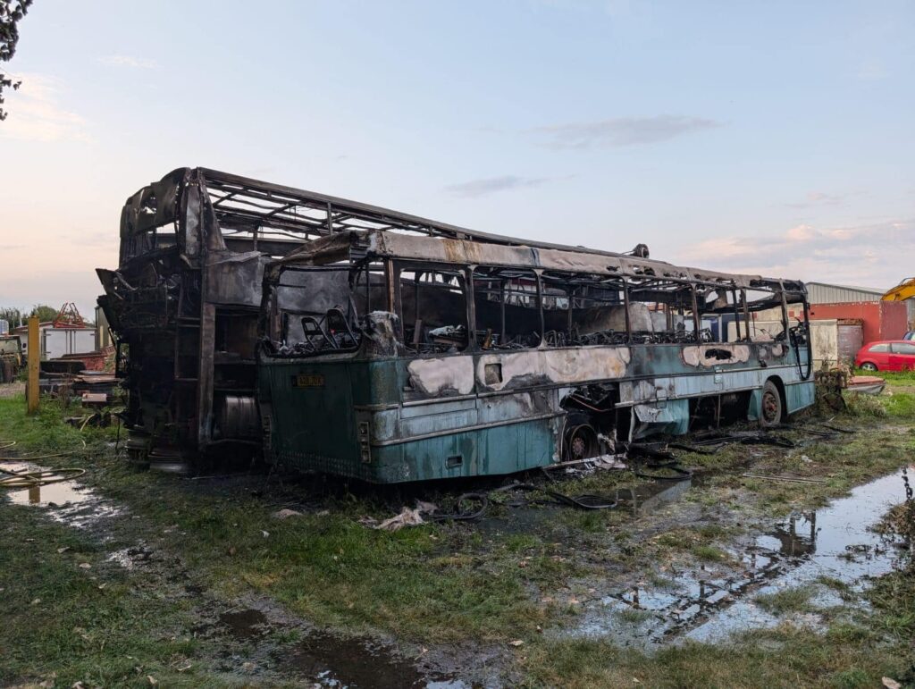 The scene that confronted Cambridgeshire Fire and Rescue crews at Lode Way, Haddenham, last Thursday: PHOTO: Cambs fire and rescue